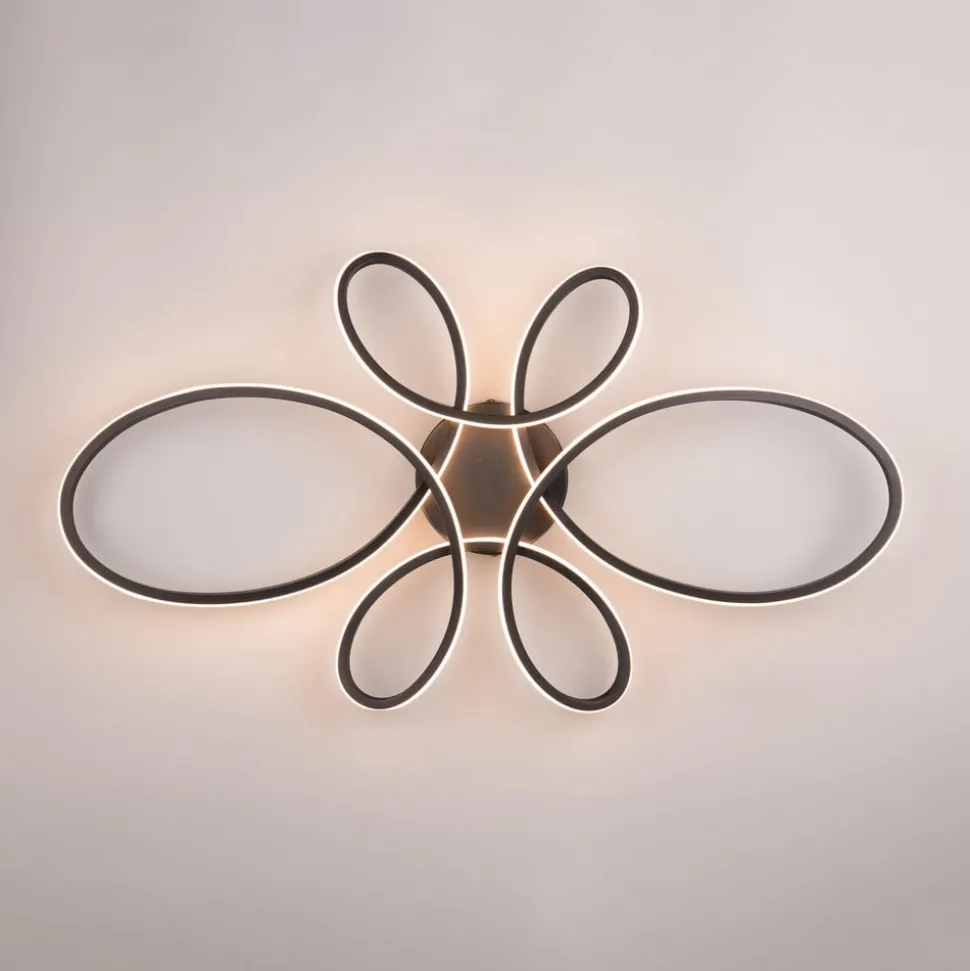 Fly LED plafondlamp, mat zwart, 3.000 K, 83 cm x 45 cm