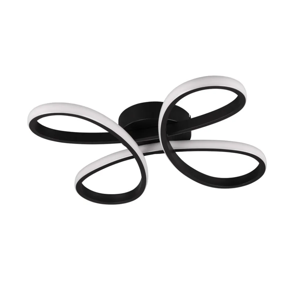 Fly LED plafondlamp, mat zwart, 3.000 K, 40 cm x 40 cm