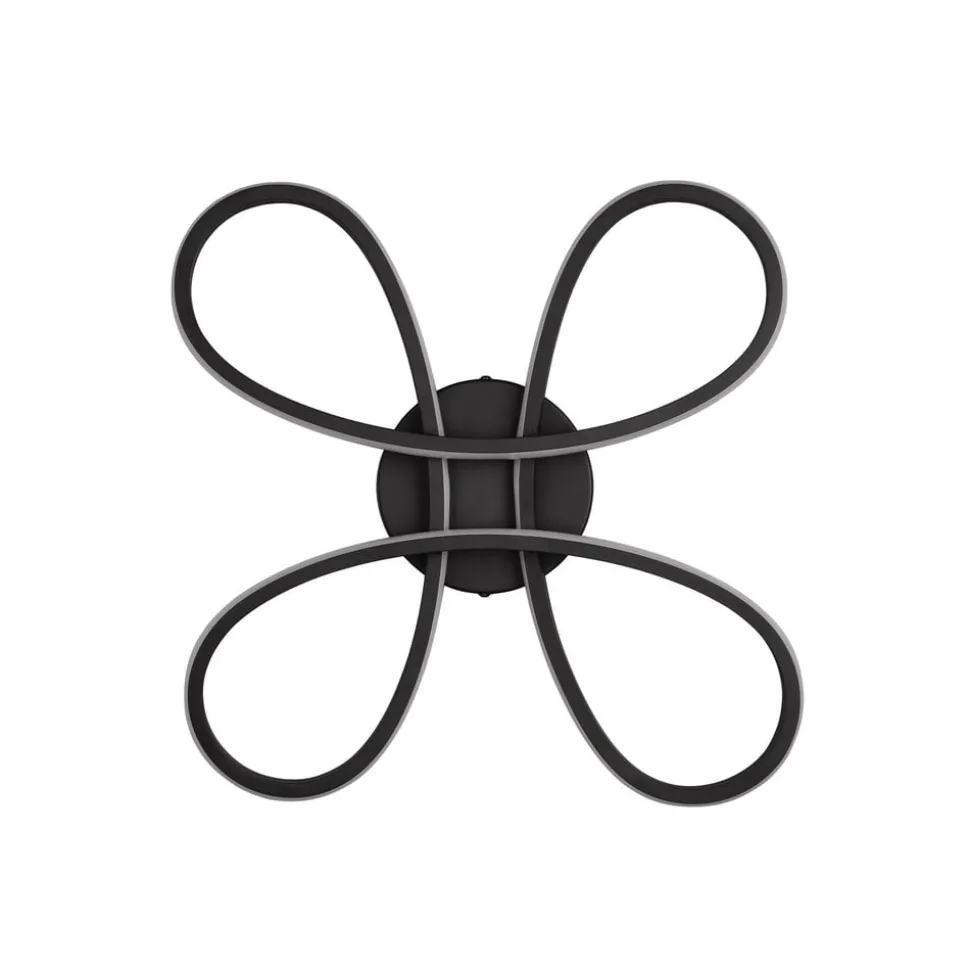 Fly LED plafondlamp, mat zwart, 3.000 K, 40 cm x 40 cm