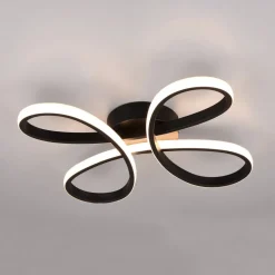 Fly LED plafondlamp, mat zwart, 3.000 K, 40 cm x 40 cm