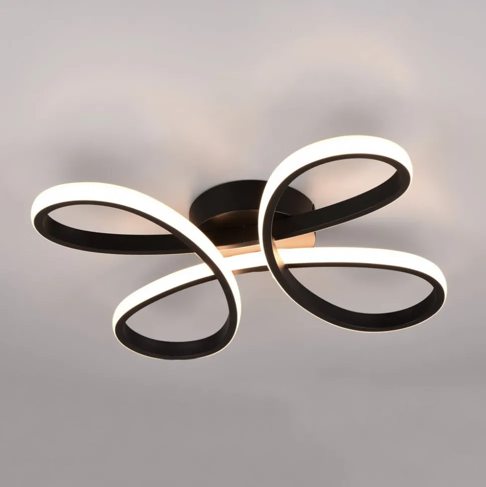 Fly LED plafondlamp, mat zwart, 3.000 K, 40 cm x 40 cm