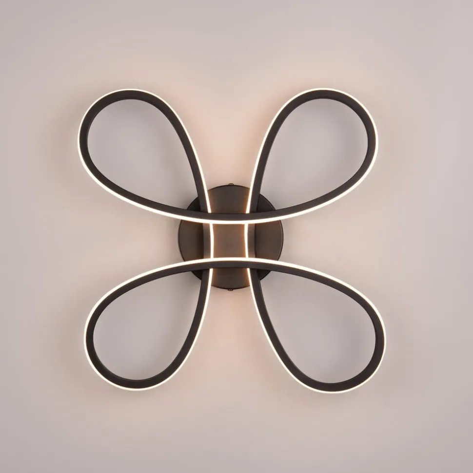 Fly LED plafondlamp, mat zwart, 3.000 K, 40 cm x 40 cm