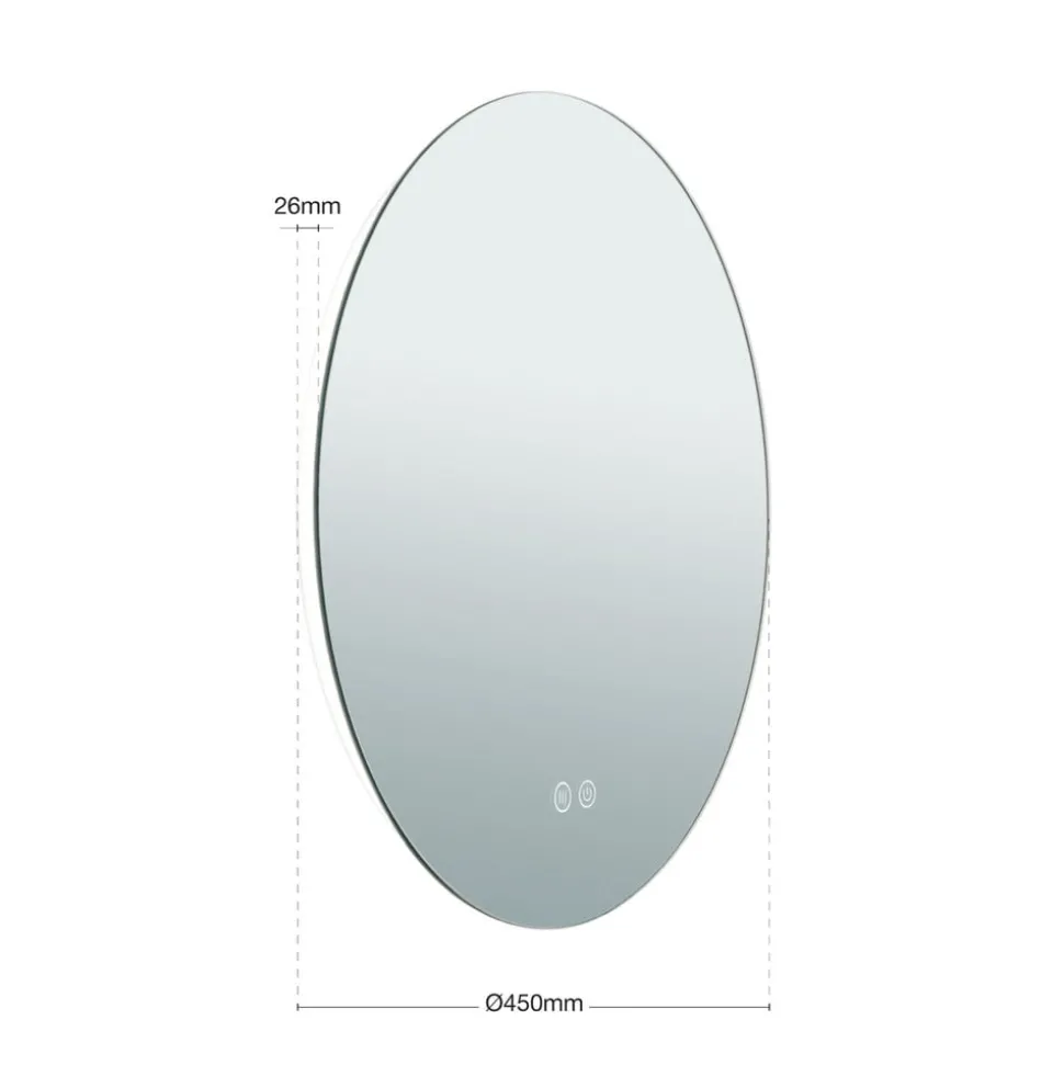 Focus-LED-spiegel, Ø 45 cm, CCT, anticondens, touchdimmer