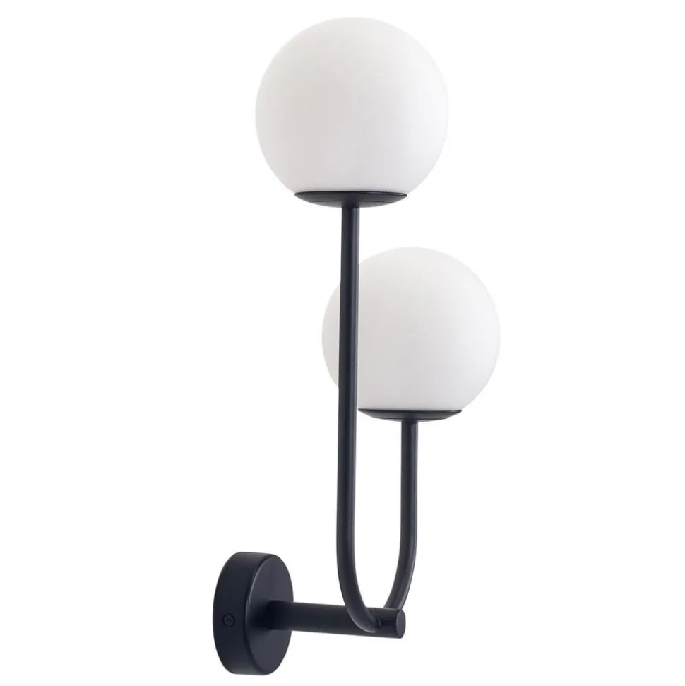 Forlight wandlamp Sfera Double, zwart, glas, breedte 23 cm