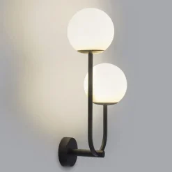 Forlight wandlamp Sfera Double, zwart, glas, breedte 23 cm