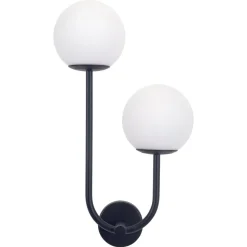 Forlight wandlamp Sfera Double, zwart, glas, breedte 23 cm