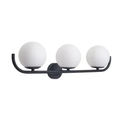 Forlight wandlamp Sfera Triple, zwart, glas, breedte 58 cm