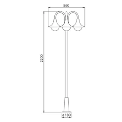 Fraai gevormde lantaarnpaal 171 W 3-lichts