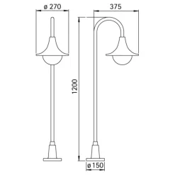 Fraai gevormde tuinpadverlichting 169 S