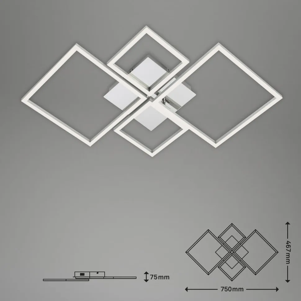 Frame LED plafondlamp, CCT, 4-lamps, aluminium