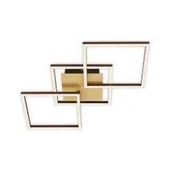 Frame LED plafondlamp, goud, dimbaar, 3-lamps
