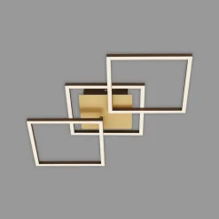 Frame LED plafondlamp, goud, dimbaar, 3-lamps