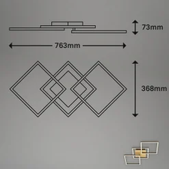 Frame LED plafondlamp, goud, dimbaar, 3-lamps