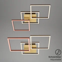 Frame LED plafondlamp, goud, dimbaar, 3-lamps