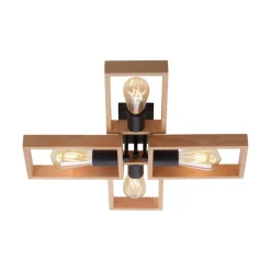 Frame plafondlamp van hout, 4-lamps