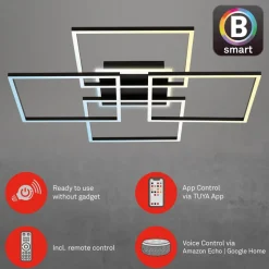 Frame S LED plafondlamp, 72,4x72,4 cm, zwart