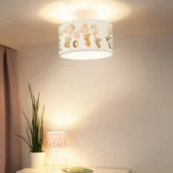 Freddy hanglamp, Ø 35 cm, kleurrijk, dieren, stof, E27