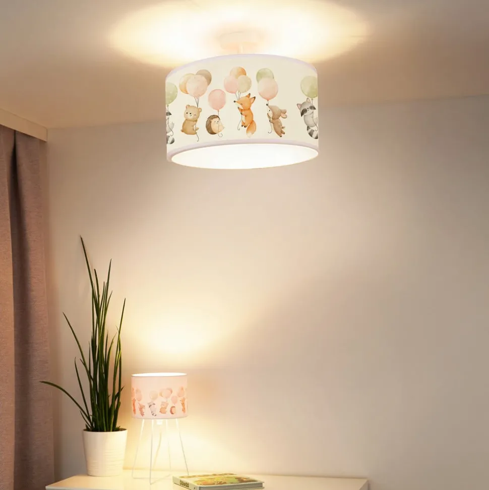 Freddy hanglamp, Ø 35 cm, kleurrijk, dieren, stof, E27
