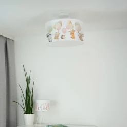 Freddy hanglamp, Ø 35 cm, kleurrijk, dieren, stof, E27