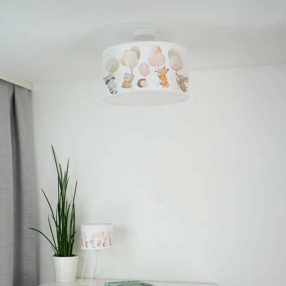 Freddy hanglamp, Ø 35 cm, kleurrijk, dieren, stof, E27