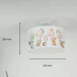 Freddy hanglamp, Ø 35 cm, kleurrijk, dieren, stof, E27