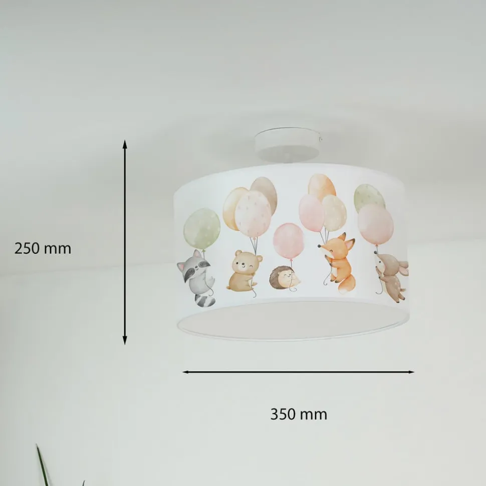 Freddy hanglamp, Ø 35 cm, kleurrijk, dieren, stof, E27