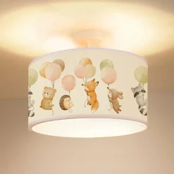 Freddy hanglamp, Ø 35 cm, kleurrijk, dieren, stof, E27