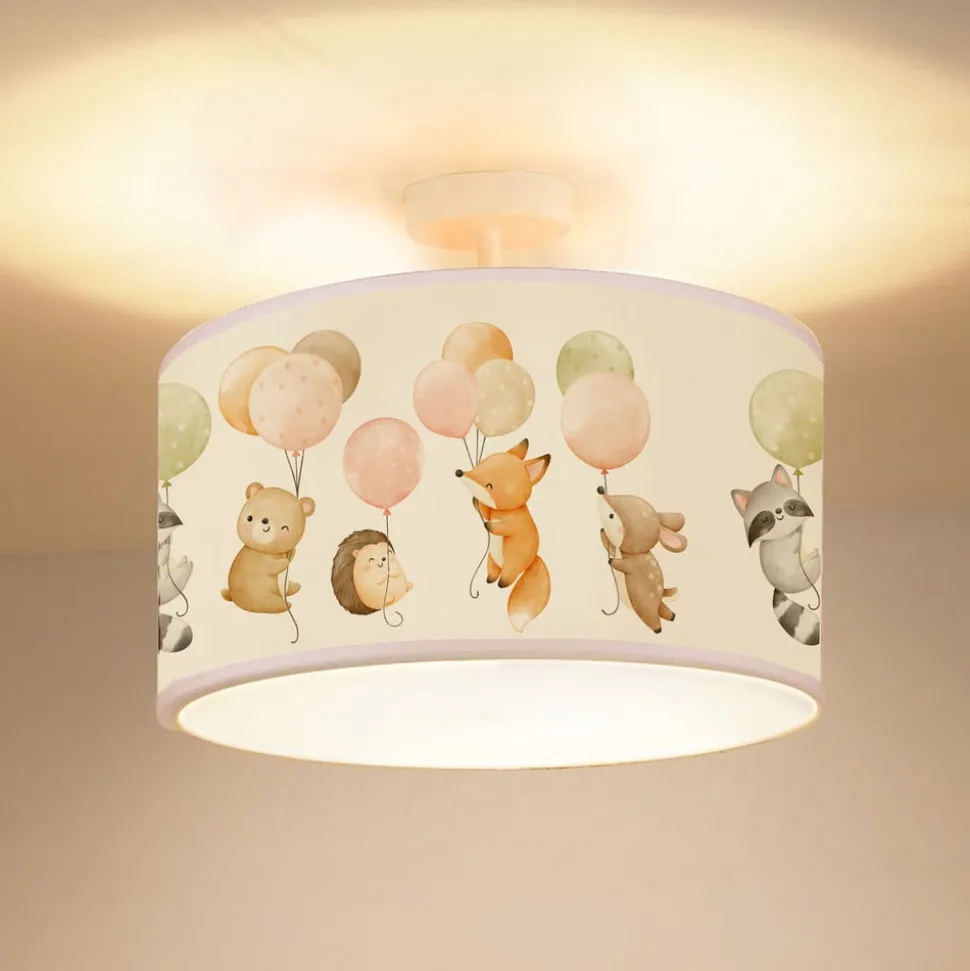 Freddy hanglamp, Ø 35 cm, kleurrijk, dieren, stof, E27