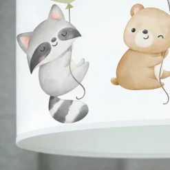 Freddy hanglamp, Ø 35 cm, stof, kleurrijk, dieren, E27