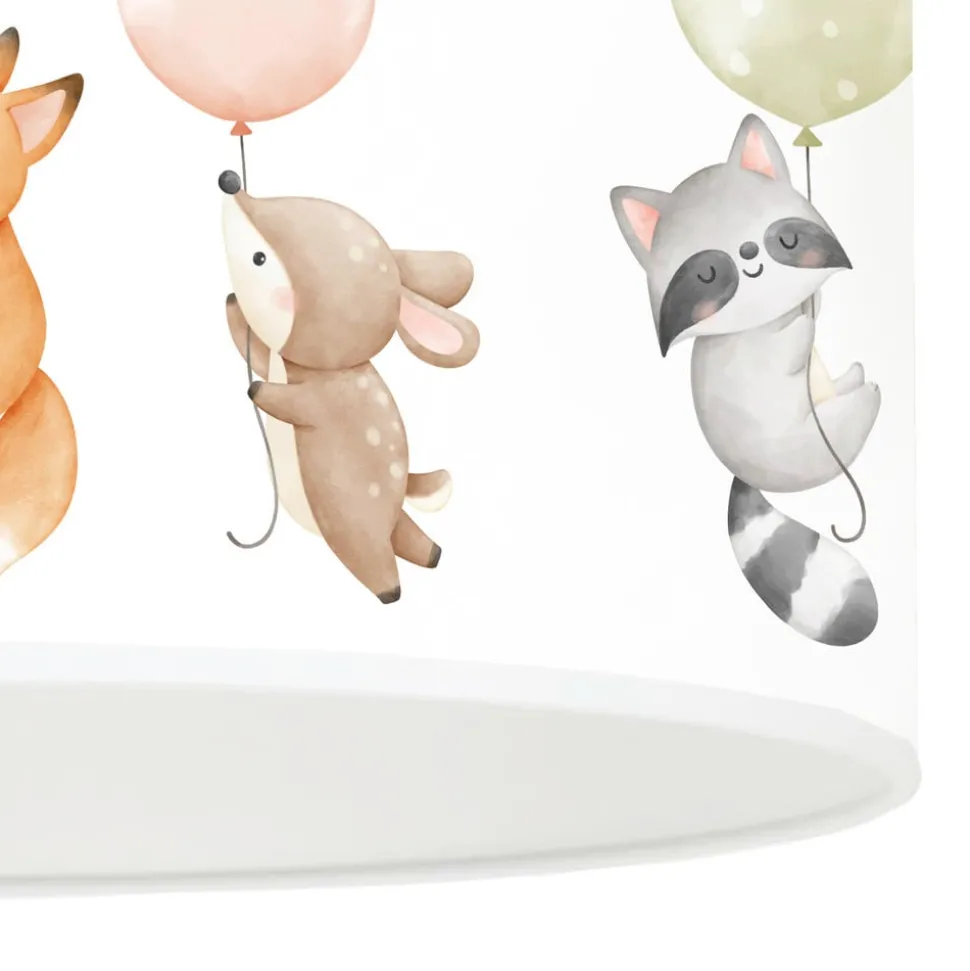 Freddy hanglamp, Ø 35 cm, stof, kleurrijk, dieren, E27