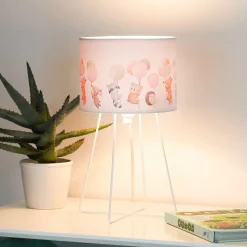 Freddy tafellamp, kleurrijk, dieren, E14, hoogte 32,5 cm