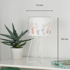 Freddy tafellamp, kleurrijk, dieren, E14, hoogte 32,5 cm