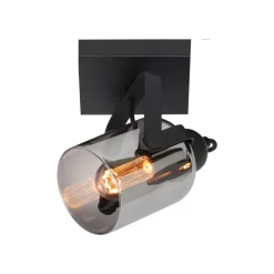 Fumoso plafondspot, lengte 13,5 cm, zwart/rookgrijs
