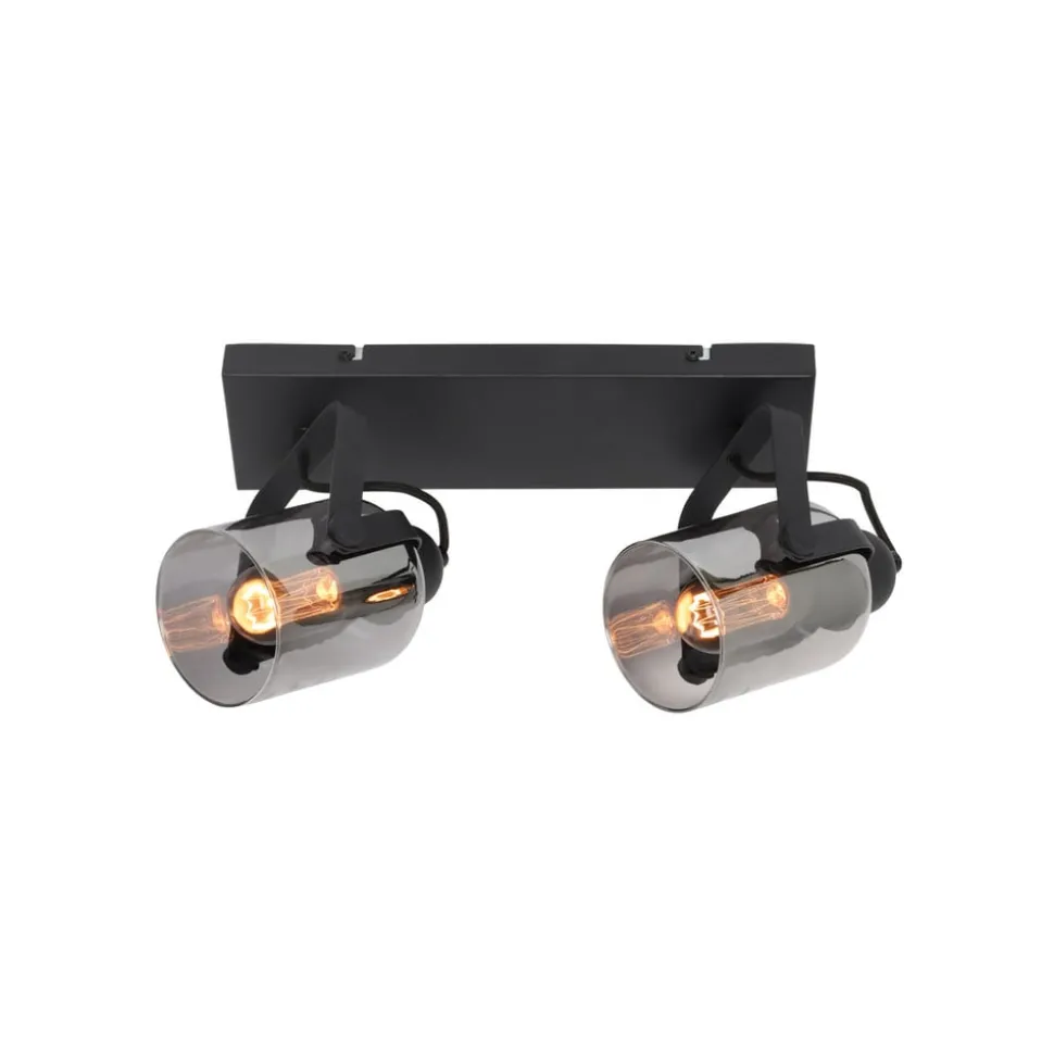 Fumoso plafondspot, lengte 37 cm, zwart/grijs, 2-lamps.