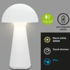 Fungo LED tafellamp, oplaadbaar, wit