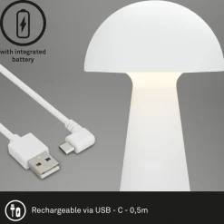 Fungo LED tafellamp, oplaadbaar, wit