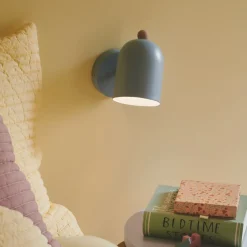 Gaston wandlamp met snoer en stekker, metaal, blauw