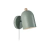 Gaston wandlamp met snoer en stekker, metaal, groen