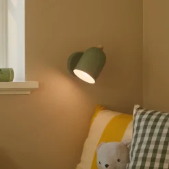 Gaston wandlamp met snoer en stekker, metaal, groen