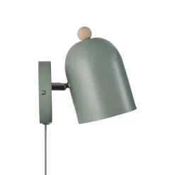 Gaston wandlamp met snoer en stekker, metaal, groen