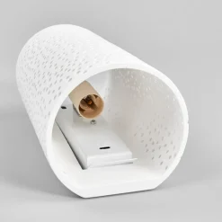 Gatpatroon-wandlamp Jiru uit wit gips