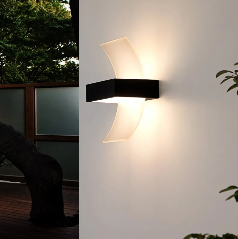 Gebogen LED-buitenwandlamp Skadi
