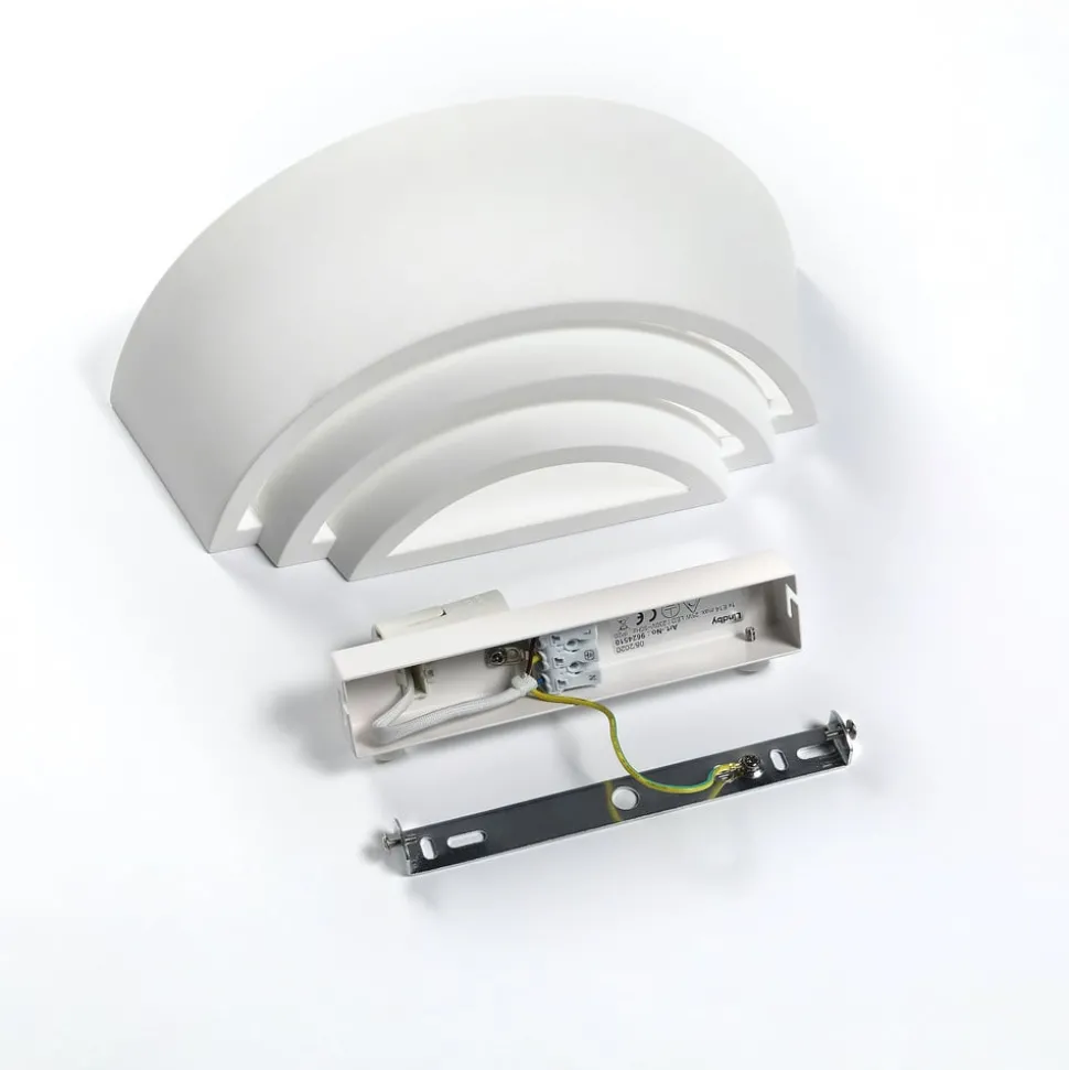 Gips wandlamp Azriel, wit, halfrond, 3-voudig