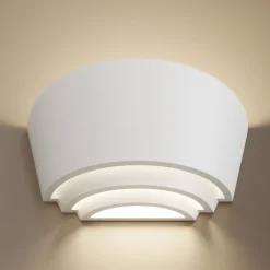 Gips wandlamp Azriel, wit, halfrond, 3-voudig