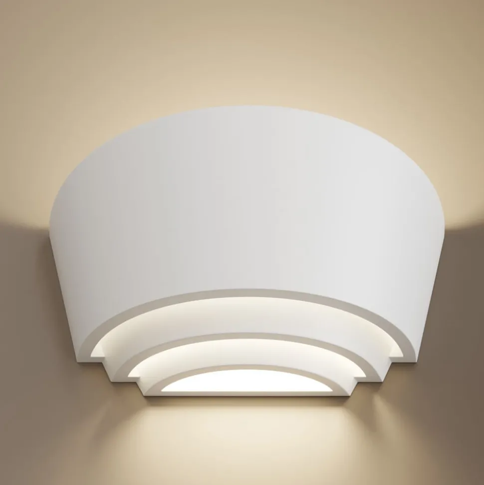 Gips wandlamp Azriel, wit, halfrond, 3-voudig