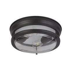 Glasgow plafondlamp met glazen kap, IP44 zwart
