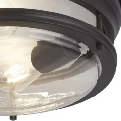 Glasgow plafondlamp met glazen kap, IP44 zwart