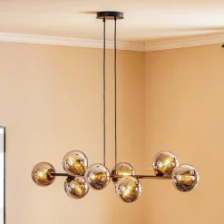 Glassy hanglamp, 8-lamps, zwart, grafiet, glas, E14