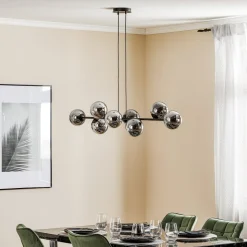 Glassy hanglamp, 8-lamps, zwart, grafiet, glas, E14