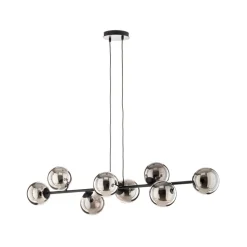 Glassy hanglamp, 8-lamps, zwart, grafiet, glas, E14